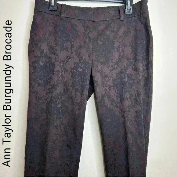 Gorgeous Burgundy  Brocade Ann Taylor Pants. Business Casual Cotton Blend - Picture 1 of 16